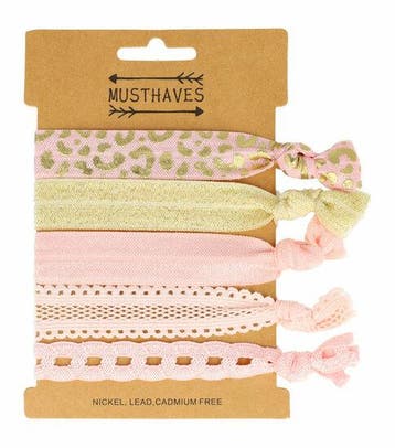 Haarelastieken - Hair Tie Armband - Kant - Roze Creme – Set, Nieuw