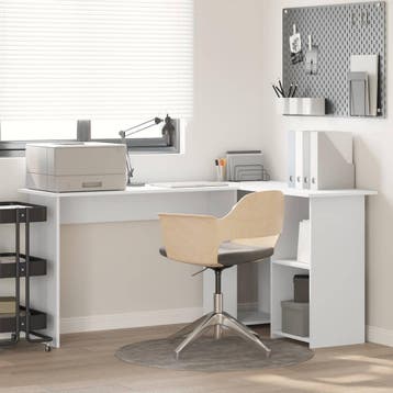 vidaXL Bureau Wit 142 x 102 x 73 cm Bewerkt hout, Huis en Inrichting, Bureaus, Verzenden, Nieuw