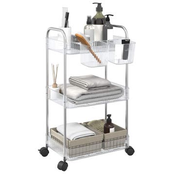 vidaXL Opbergtrolley 3-laags 37x28x68 cm acryl transparant, Verzenden, Nieuw