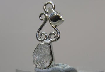 Witte Herkimer-diamant Hanger - Hoogte: 33 mm - Breedte: 10