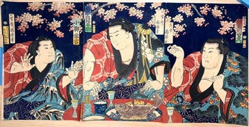 Three Sumo Wrestlers – 1865 - Ukiyo-e woodblock print