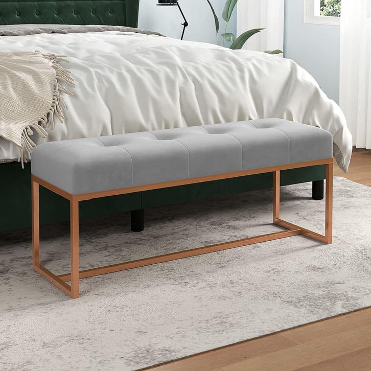 vidaXL Bankje 110x36x45 cm fluweel grijs, Huis en Inrichting, Banken | Voetenbanken en Poefen, Nieuw, Verzenden
