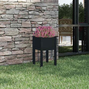 vidaXL Plantenbak 40x40x70 cm massief grenenhout zwart, Tuin en Terras, Bloembakken en Plantenbakken, Verzenden, Minder dan 60 cm