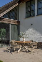 Sienna Prado dining tuinset 130 cm rond 5 delig zand teak, Ophalen of Verzenden, Nieuw