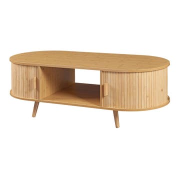 Salontafel Nordkapp ovaal 120x55x40 cm houtkleurig [en.casa], Huis en Inrichting, Verzenden, Nieuw