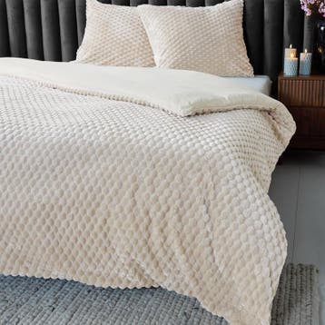 Teddy Hexagon dekbedovertrek - crème-wit - 240 x 220 cm |, Verzenden, Nieuw