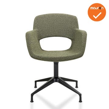 Bouclé - Vergaderstoel - Onderstel met doppen - Groen, Vergader- of Presentatieruimte, Ophalen of Verzenden, Gebruikt, Stoel
