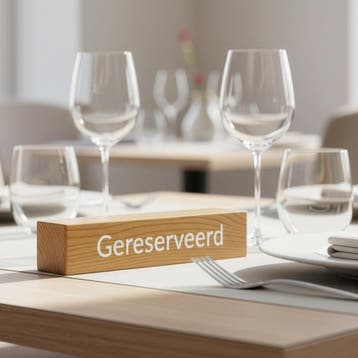 Oacklux Gereserveerd Bordje Eikenhout - Witte letters, Nieuw in verpakking