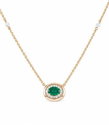 Halsketting - 14 karaat Geel goud - 1.00ct. tw. Smaragd -, Nieuw