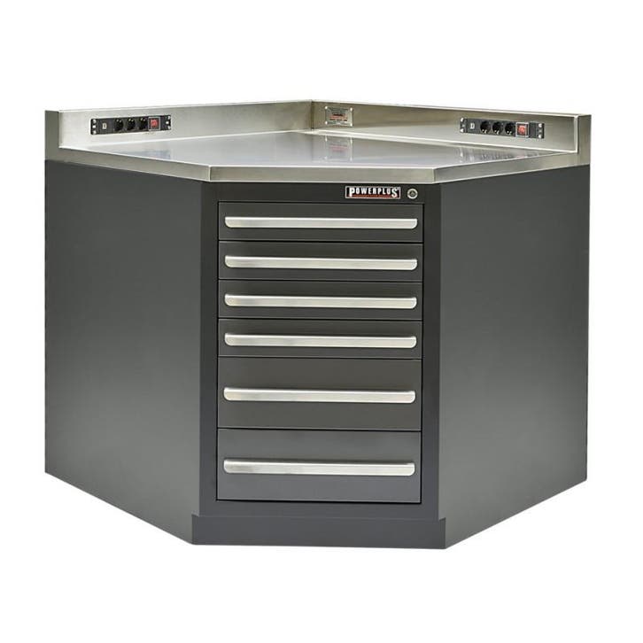 Hoek werkbank 107 x 107 x 95 cm. – hoekstuk met RVS blad, Doe-het-zelf en Verbouw, Werkbanken, Ophalen of Verzenden