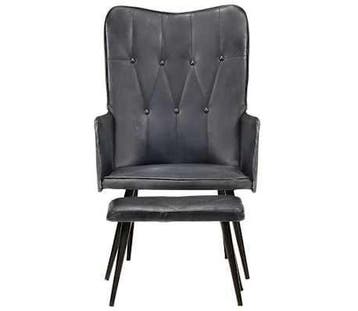 Relaxstoel echt leer grijs - retourdeal 59% korting, Huis en Inrichting, Gebruikt, Minder dan 75 cm, Ophalen of Verzenden, Metaal