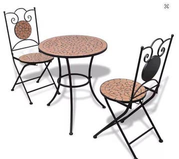 Keramische 3-delige Bistroset – Terracotta en Ijzerframe, Verzenden, Nieuw