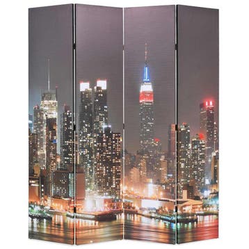 vidaXL Kamerscherm inklapbaar New York bij nacht 160x170 cm, Verzenden, Nieuw
