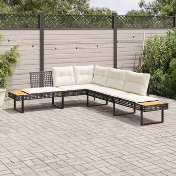 vidaXL Tuinbank met kussens L-vormig poly rattan en, Verzenden, Nieuw