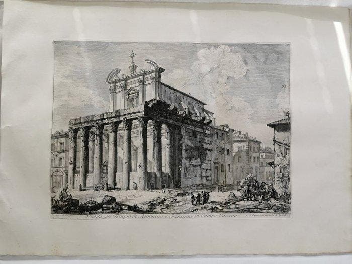 Giovanni Battista Piranesi (1720-1778) - Veduta del Tempio, Antiek en Kunst, Antiek | Overige Antiek