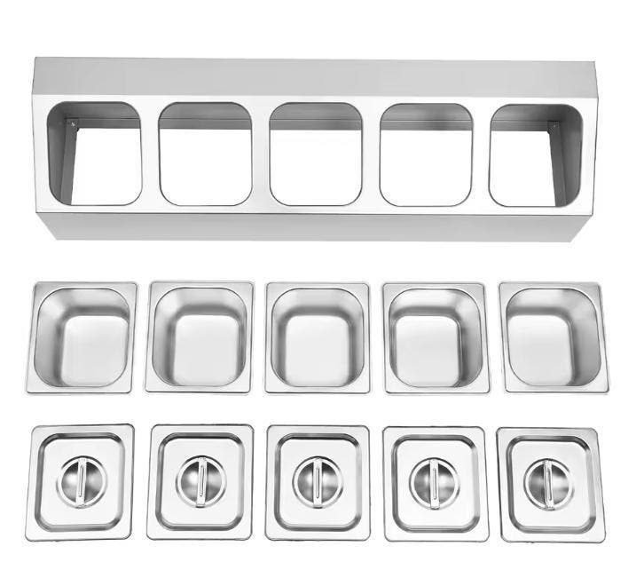 RVS Kruidenrek met 5 Bakjes – Inclusief Deksel en Standaard, Huis en Inrichting, Kasten | Boekenkasten, Nieuw, Verzenden