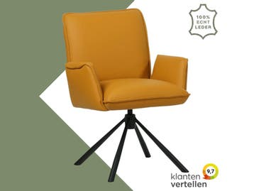 Leren draaibare eetkamerstoel Elite - Toledo Leem, Huis en Inrichting, Barkrukken, 60 tot 90 cm, Nieuw, Leer, Ophalen of Verzenden