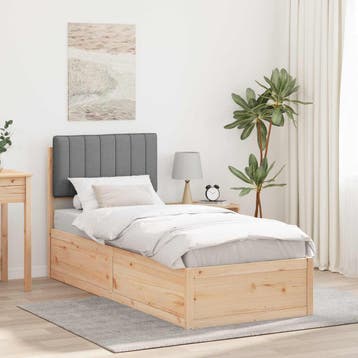 vidaXL Bedframe met Gevoerd Hoofdgedeelte Lichtgrijs 80 x, Verzenden, Nieuw, Hout