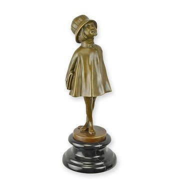 Bronzen beeld van een klein meisje (Beeldjes - Decoratie), Verzenden, Nieuw