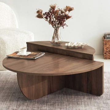 Asir 241NRD1218 Salontafel noot van 173 voor 129, Huis en Inrichting, 50 tot 100 cm, Rond, Nieuw, Overige houtsoorten