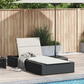 vidaXL Ligbed met zwevend kussen poly rattan zwart, Verzenden, Nieuw
