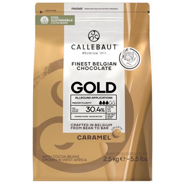 Callebaut Chocolade Callets Gold 2,5 kg, Hobby en Vrije tijd, Taarten en Cupcakes maken, Nieuw, Verzenden