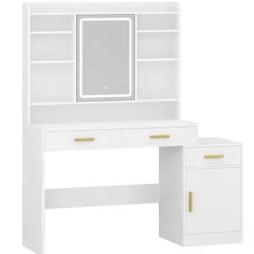 Grote kaptafel met LED spiegel en opbergruimte, Verzenden, Nieuw