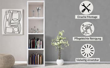 Boekenkast Skylar Wit 106x30x30cm (Meubelen, Interieur), Verzenden