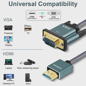 HDMI naar VGA Kabel - Aluminium, Nylon Gevlochten, Vergulde, Verzenden, Nieuw