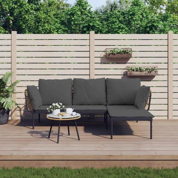 vidaXL 3-delige Loungeset met kussens poly rattan, Verzenden, Nieuw, 3 zitplaatsen, Loungeset