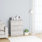 vidaXL Dressoir 60x35x76 cm bewerkt hout betongrijs, Verzenden, Nieuw, 50 tot 100 cm, 25 tot 50 cm
