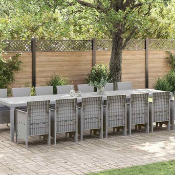 vidaXL Tuin Eettafelset met kussens 15 st Lichtgrijs PP, Verzenden, Nieuw, 5 zitplaatsen