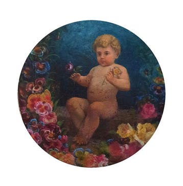 Franse school (XIX) - Putto con rosa e fiori, Antiek en Kunst