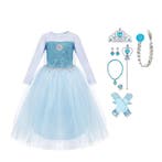 Frozen Elsa prinsessenjurk + accessoires maat 92/152 - blauw, Ophalen of Verzenden, Nieuw, 110 t/m 116, Meisje