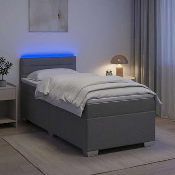 vidaXL Boxspring Bed met Matras en LED Lichtgrijs 80 x 200, Verzenden, Nieuw