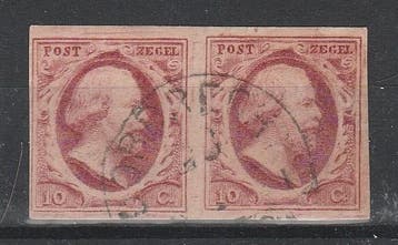 Ned 1852 Nr.2 gebruikt paartje zie omschrijving (1407), Verzenden, Gestempeld