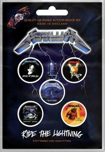 Metallica button Ride the Lightning officiële merchandise, Ophalen of Verzenden, Nieuw, Kleding
