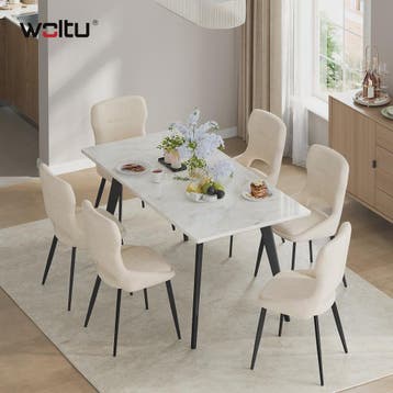 Set van 6 Luxe Eetkamerstoelen - Chenille Bekleding, Holle R, Verzenden, Nieuw