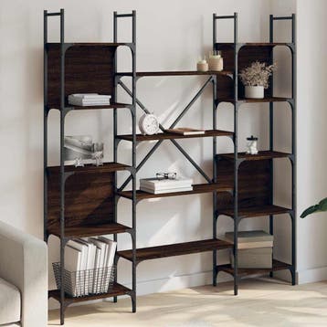 vidaXL Boekenkast 155,5x24x166,5 cm bewerkt hout bruin, Minder dan 50 cm, Verzenden, Nieuw, 150 tot 200 cm