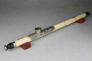 Chinees opiumpijp van bot - Bamboe, Zilver - China - 20e
