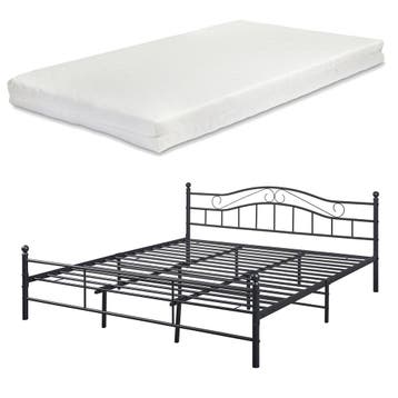 Metalen bedframe Florenz incl. matras 180x200 cm zwart, Verzenden, Nieuw