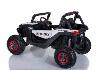 Kinderauto, BEACH BUGGY wit, Mp4 TV scherm, leder, eva, 4WD,, Ophalen of Verzenden, Nieuw