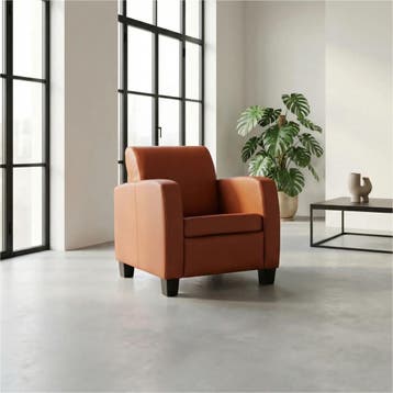 Leren fauteuil Joy - Toledo Terra (donkercognac) - Poten, Huis en Inrichting, Fauteuils, Nieuw, Ophalen of Verzenden, Eigentijds, Klassiek, Modern