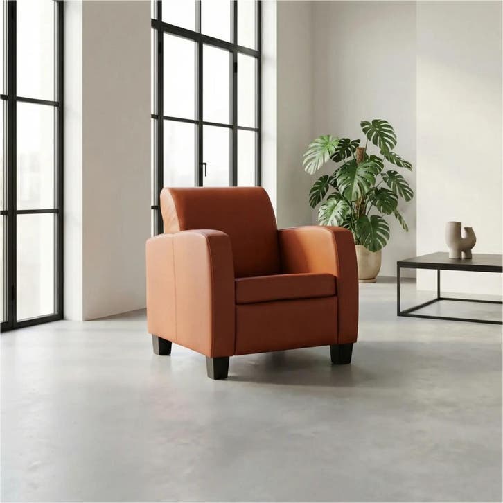 Leren fauteuil Joy - Toledo Terra (donkercognac) - Poten, Huis en Inrichting, Fauteuils, 50 tot 75 cm, 75 tot 100 cm, Nieuw, Leer