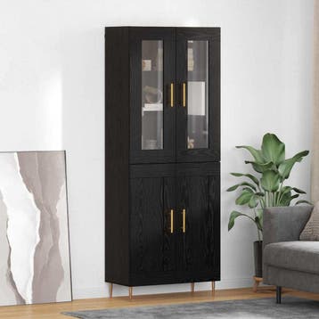 vidaXL buffetkast 2 st Zwart Eiken 69,5 x 34 x 180 cm, Minder dan 50 cm, Verzenden, Nieuw, Minder dan 100 cm