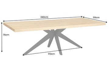 Eettafel ZEUS 240 cm, natuurlijke eikenhoutlook met zwart, Huis en Inrichting, Ophalen of Verzenden, Nieuw