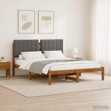 vidaXL Bedframe met gestoffeerd hoofdbord Naturel en, Huis en Inrichting, Verzenden, Nieuw, Hout