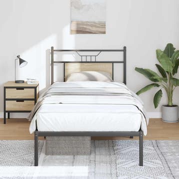 vidaXL Bedframe zonder matras hout sonoma eikenkleurig, 90 cm, Eenpersoons, Bruin, Verzenden