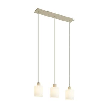 Scandinavische hanglamp beige met wit glas 3-lichts - Wisp, Verzenden, Nieuw, Japandi