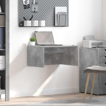 vidaXL Wandbureau Beton Grijs Bewerkt hout 60 x 45 x 30 cm, Verzenden, Nieuw